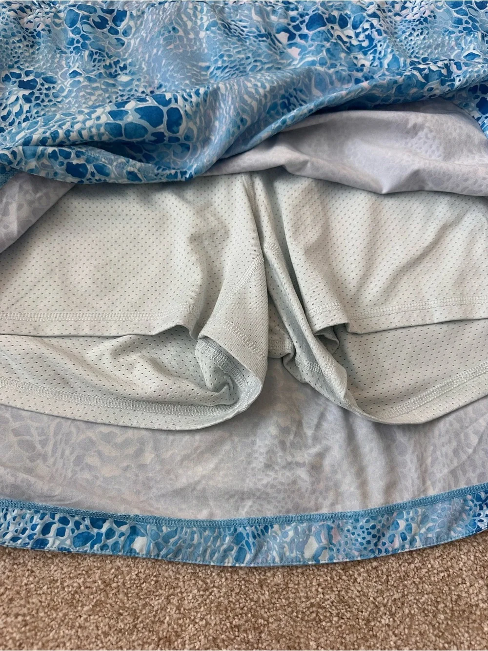 CALIA Birdie Activewear Skort Blue Water Print Skirt Mesh Shorts XXL